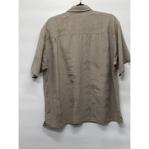 Cumran Men’s Silk Blend Palm Tree Print Short Sleeve Shirt - Picture 2 of 5